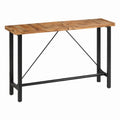 Set da Bar in Legno di Acacia e Pelle, Tavolo 180x70x107 cm con Sgabelli Industriali