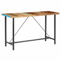 Set da Bar in Legno Recuperato e Acciaio, Tavolo 180 cm e Sgabelli, Stile Industriale