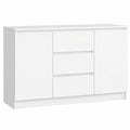 Cassettiera Moderna AKORD con 3 Cassetti e 2 Ante 120 cm, Bianco
