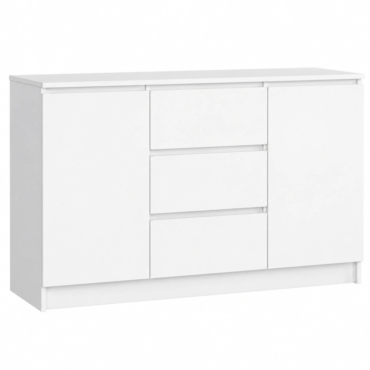 Cassettiera Moderna AKORD con 3 Cassetti e 2 Ante 120 cm, Bianco