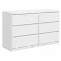 Cassettiera Moderna Camera da Letto con 6 Cassetti in Bianco Lucido, 138,5x39x78,5 cm