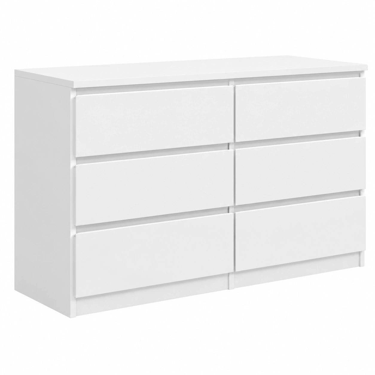Cassettiera Moderna Camera da Letto con 6 Cassetti in Bianco Lucido, 138,5x39x78,5 cm