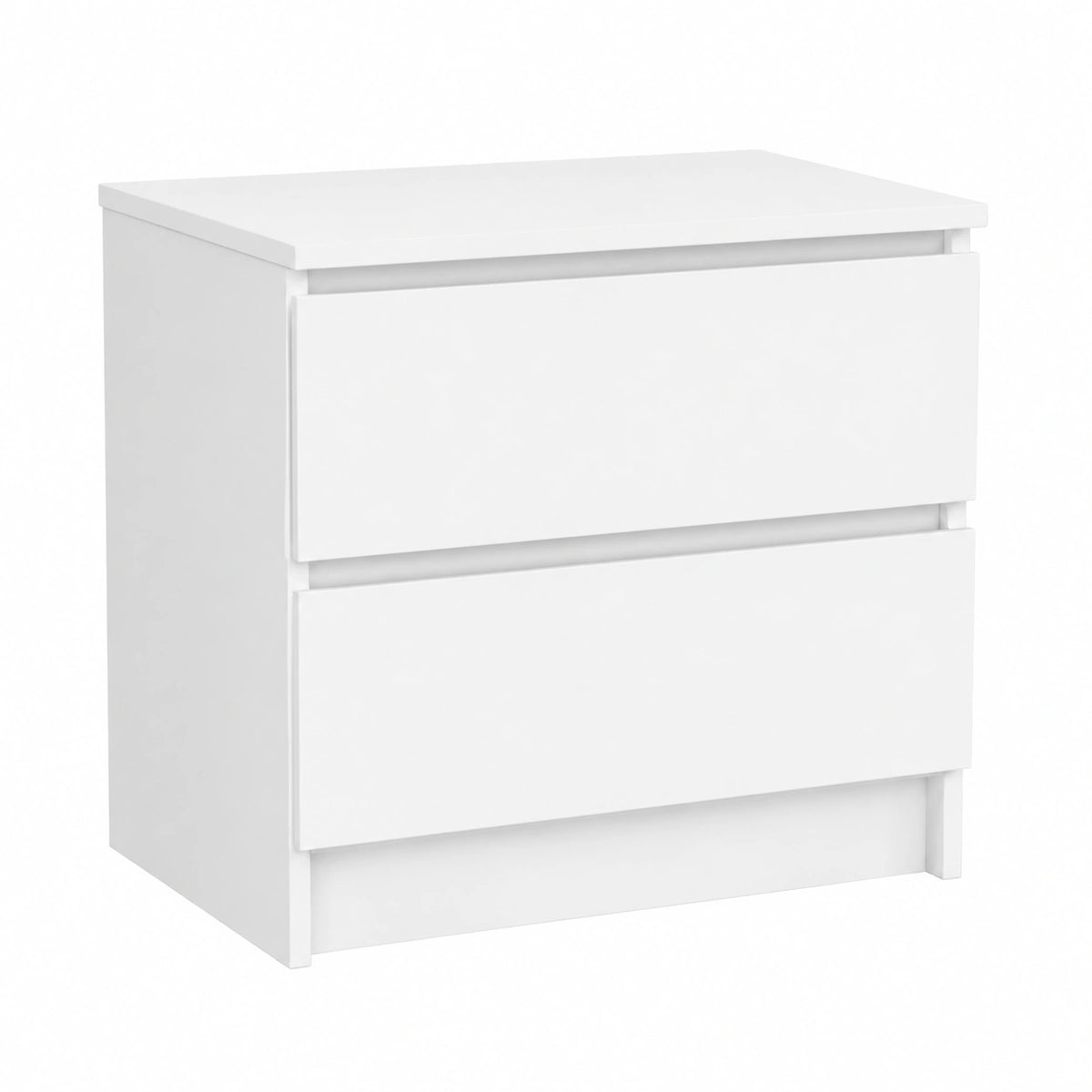 Cassettiera Moderna a 2 Cassetti per Casa, 60x55x40 cm, Bianco