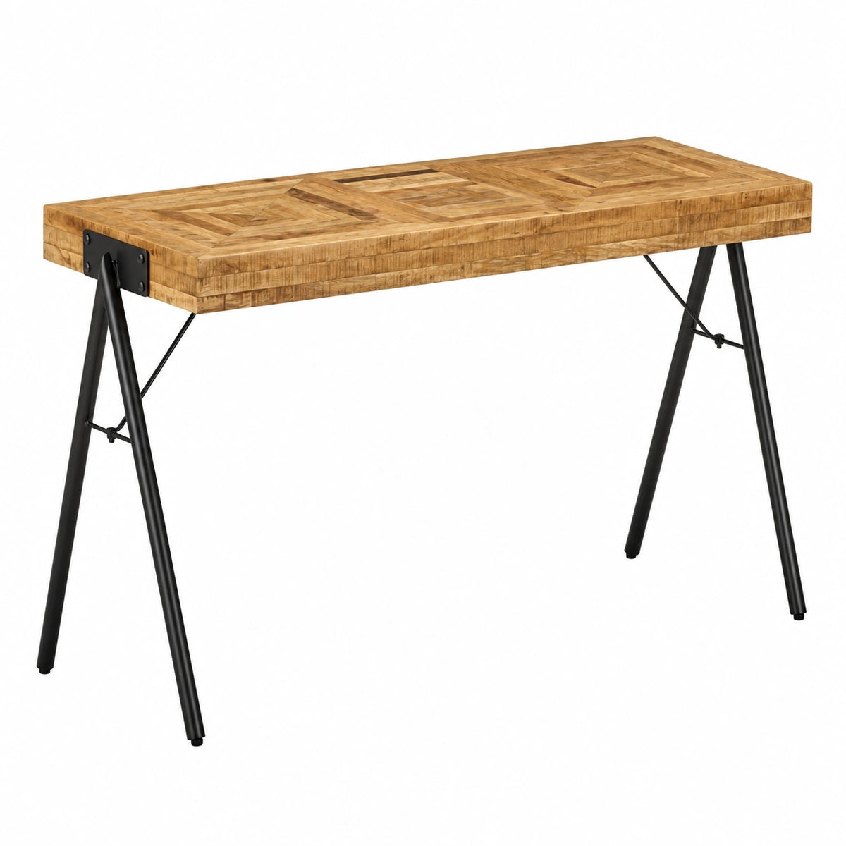 Scrivania industriale in legno di Mango e acciaio, 118x50x75 cm, design vintage, robusta e facile da montare