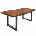 Tavolo da Pranzo in Legno di Acacia con Gambe in Ferro Argento Opaco 160x90x77 cm