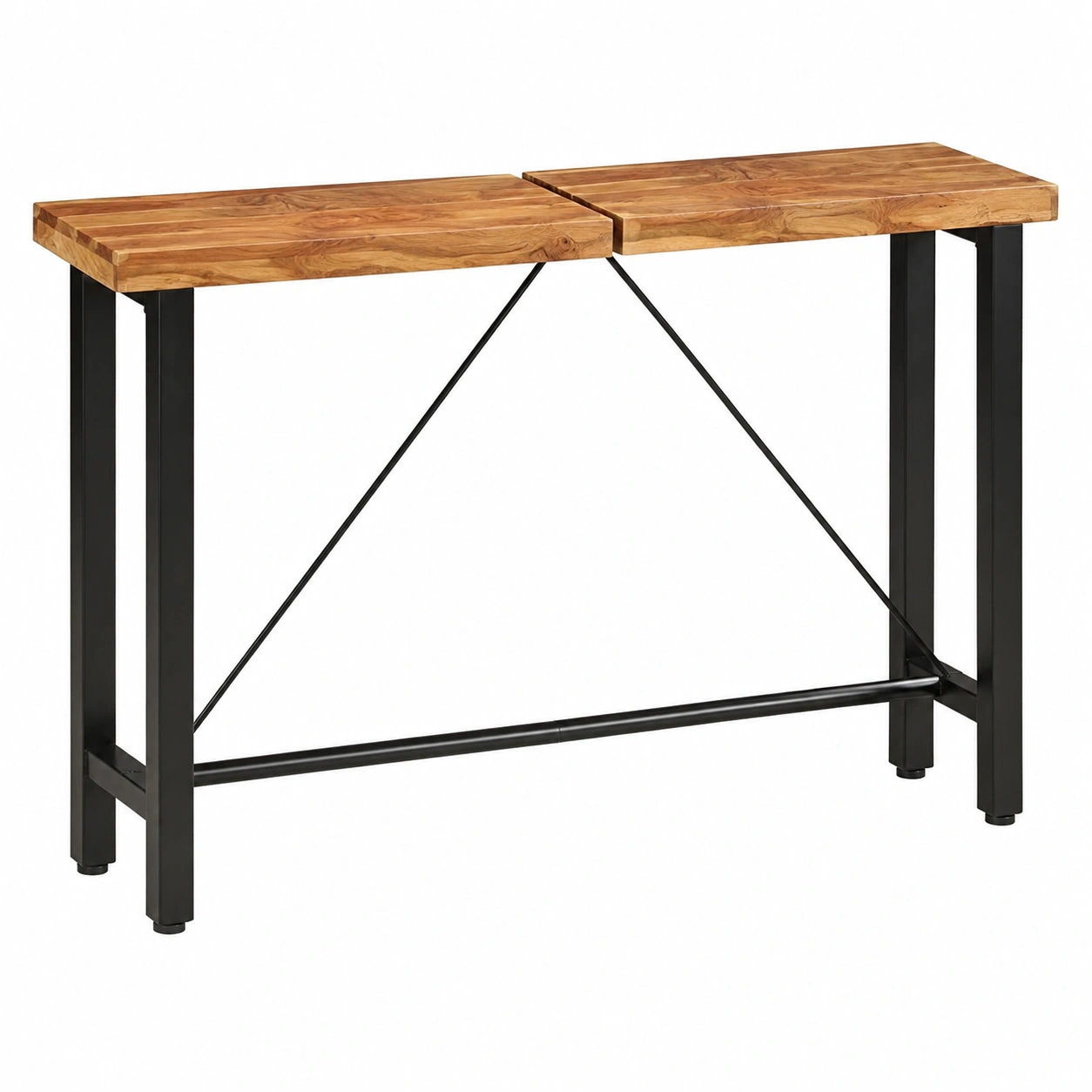 Set Bar 9 Pezzi in Legno di Acacia e Recupero, Tavolo e Sgabelli Industriali per Cucina e Bar