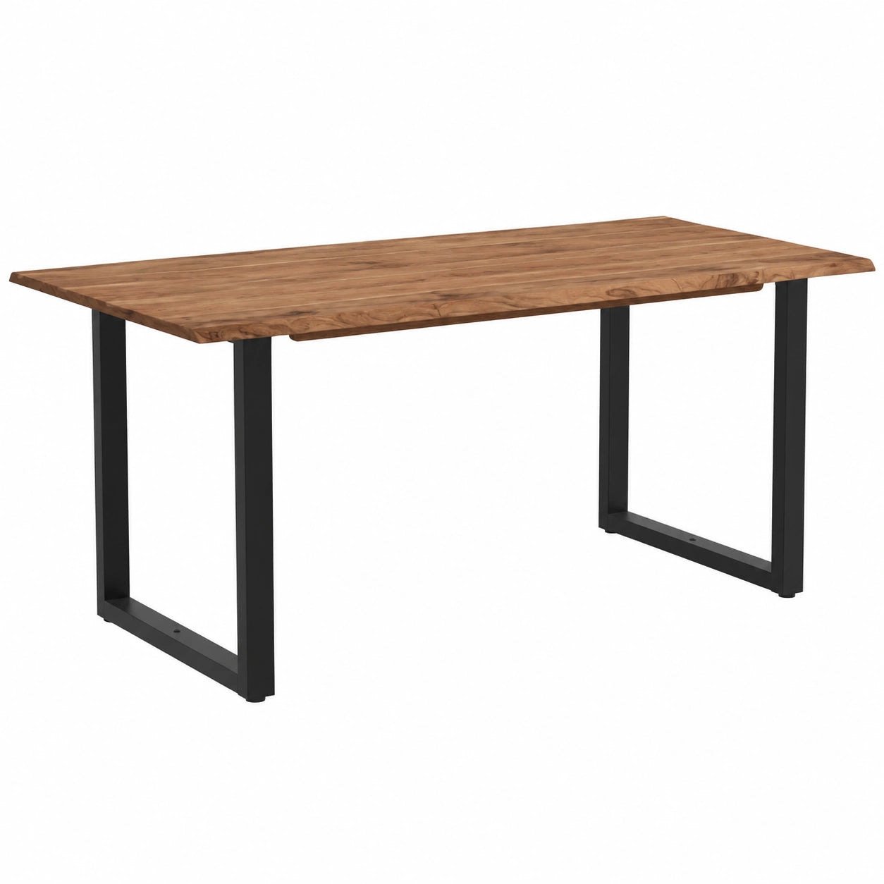 Tavolo da pranzo industriale in legno di acacia massiccio con gambe in acciaio, 154x80x76 cm