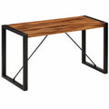 Tavolo da pranzo industriale in legno di acacia e acciaio, 120x60x76 cm, laccato lucido