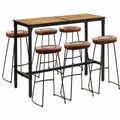 Set Bar Industriale 7 Pezzi: Tavolo e Sgabelli in Legno di Mango e Metallo per Cucina