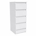 Cassettiera Moderna 5 Cassetti in Laminato Bianco per Camera o Soggiorno, 40x45x111 cm