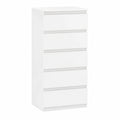 Cassettiera Alta Moderna 6 Cassetti Senza Maniglie per Camera da Letto e Ingresso, Bianco Lucido