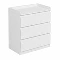 Cassettiera moderna bianca con 3 cassetti e protezione ribaltamento per cameretta bambini
