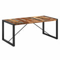 Tavolo da pranzo vintage in legno riciclato e acciaio 180 cm