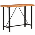 Tavolo alto in acacia massiccia, 120x60x107 cm, stile industriale, gambe in acciaio, ideale per cucina e sala da pranzo, artigianale e durevole