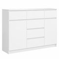 Cassettiera Moderna a 6 Cassetti e 2 Ante 120 cm Bianco per Soggiorno e Camera