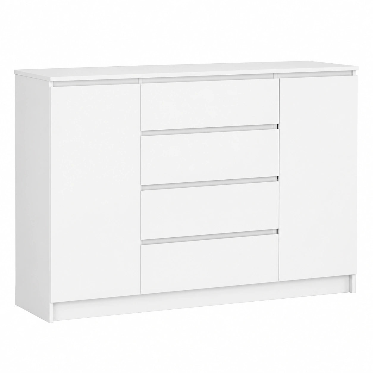 Cassettiera Moderna 140 cm con 4 Cassetti e 2 Ante, Mobile per Soggiorno e Camera