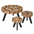 Set di 3 tavolini in legno massello riciclato con gambe in ferro, stile industriale, realizzati a mano