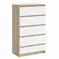 Cassettiera Moderna K60 con 5 Cassetti in Rovere e Bianco per Casa