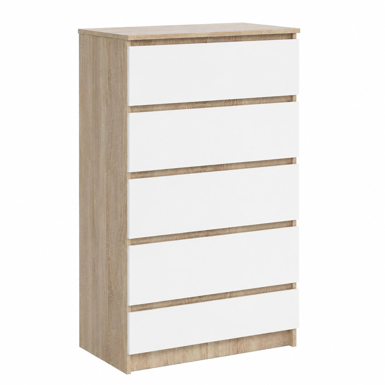 Cassettiera Moderna K60 con 5 Cassetti in Rovere e Bianco per Casa