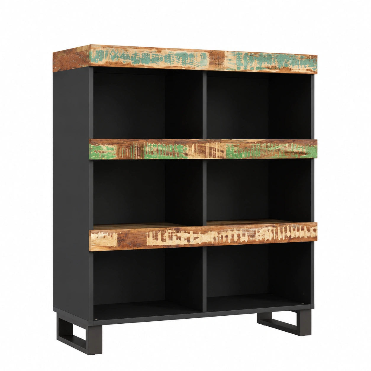Tavolino industriale in legno massello con funzione di console e comodino, 85x33x107cm