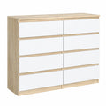 Cassettiera Moderna con 8 Cassetti per Camera da Letto e Soggiorno - Sonoma e Bianca 120x39x101,5 cm