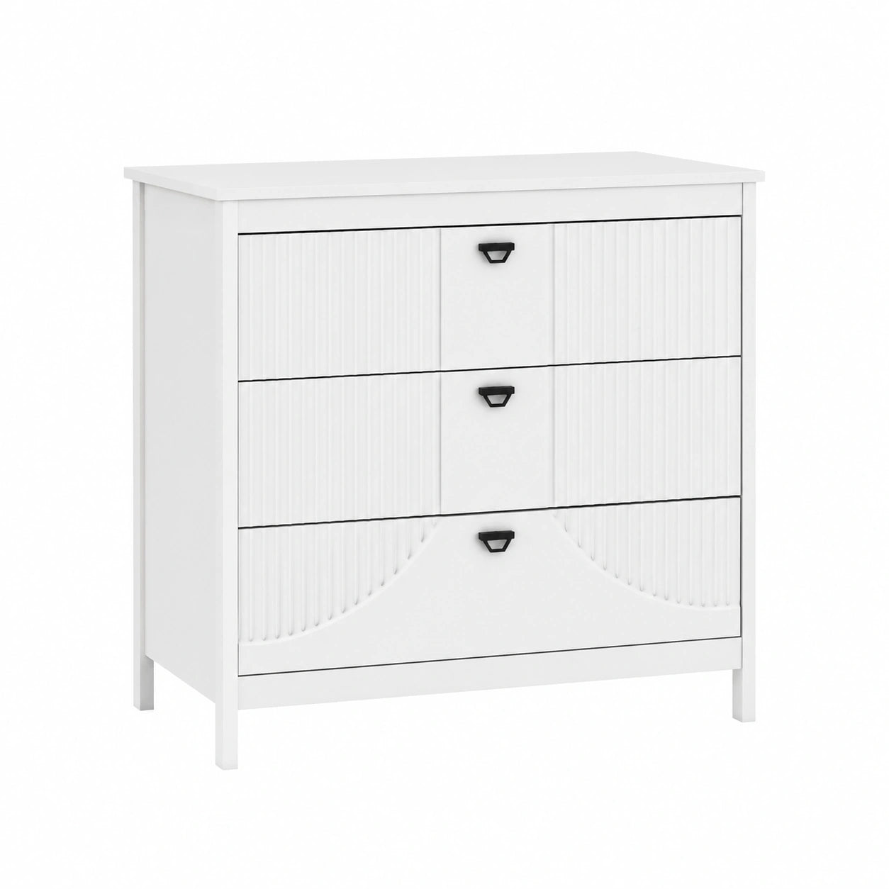 Cassettiera Moderna in Legno Bianco con 3 Cassetti e Kit Sicurezza