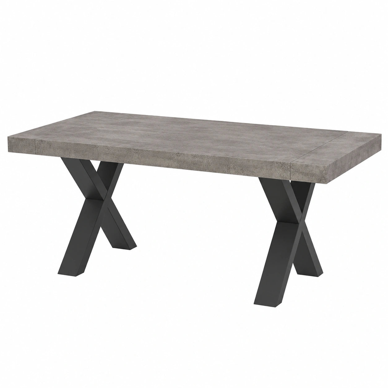 Tavolo da Pranzo Moderno Estensibile Oliver in Legno Colore Cemento con Gambe a X Antracite