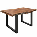 Tavolo da pranzo in legno di acacia con gambe in ferro antracite 140x90x77